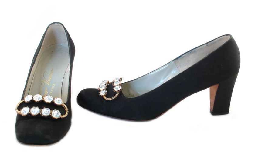 Original Vintage Roger Vivier black satin pumps  