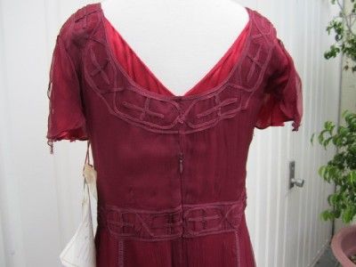 Vintage Reproduction 1910 1915 Titanic era Burgundy evening dress 