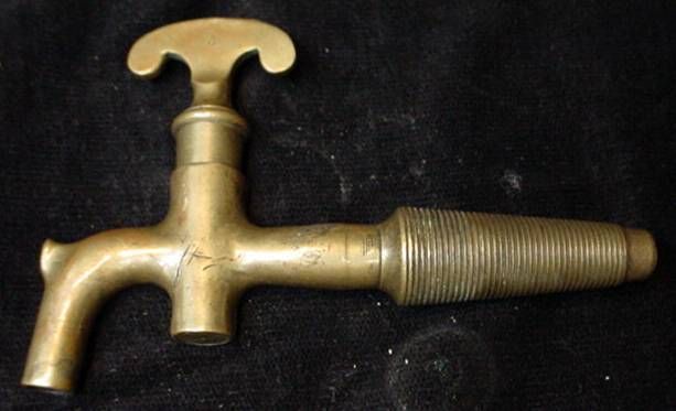 Antique Solid Brass Oak Barrel Spigot Tap Beer Wine Keg Star Logo 1800 