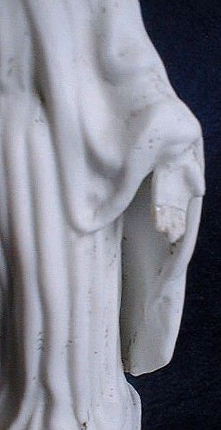 SUPERB VIRGIN STATUE BISQUE PORCELAIN FLOWER CROWN 1880 ANTIQUE  