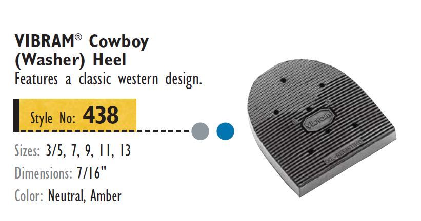 VIBRAM  SoleTech #438 Cowboy Heel 1 PAIR  Shoe Repair  