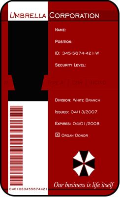 Umbrella Corp Cosplay ID Badge Comic Con Costume  