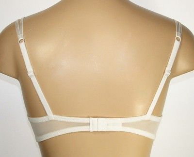 VASSARETTE LACE OVERLAY WIRE FREE PLUNGE PUSH UP BRA  White  34 36 A/B 