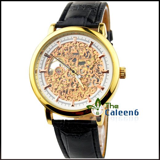   Mechanical Leather Hollow Men Luxury Wrist Watches With Box1003  