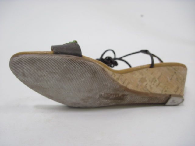 UNISA Brown Cork Beaded Wedges Heels Sz 6  