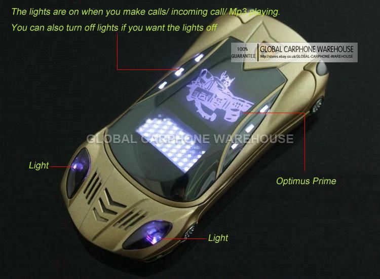 New & Unlocked Gold The Autobots(Optimus Prime) Sports Car Dual SIM 