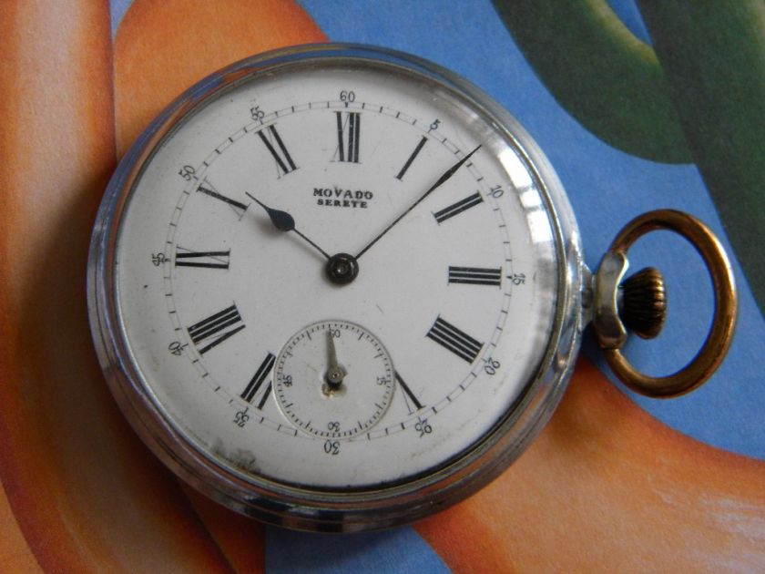 ANTIQUE 1940 S MOVADO SERETE POCKET WATCH RARE SWISS MADE  