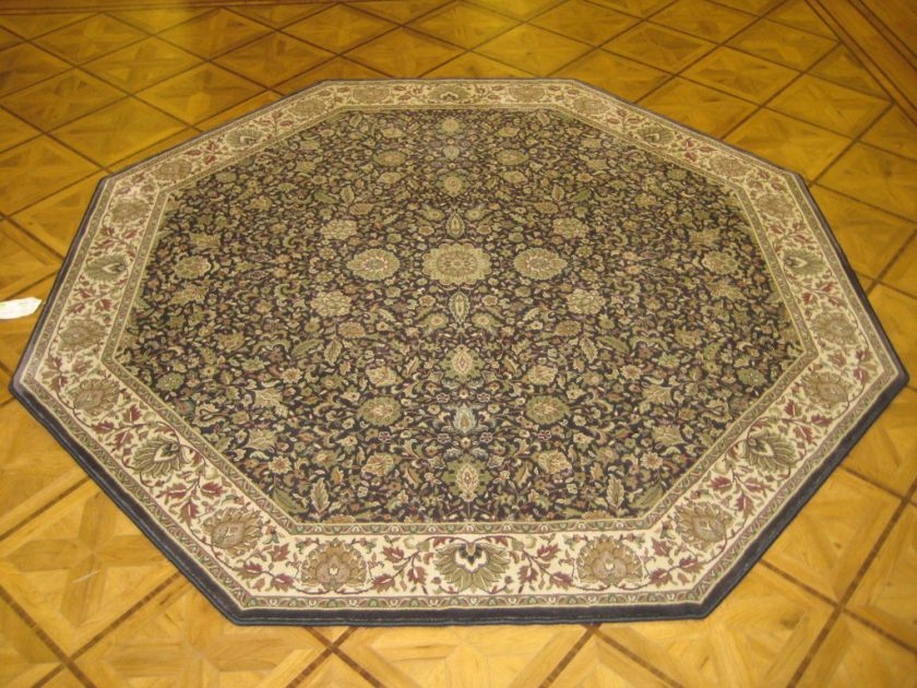   Brown Ivory Octagon Area Rug Machine Made Oriental Ariana 172D2  