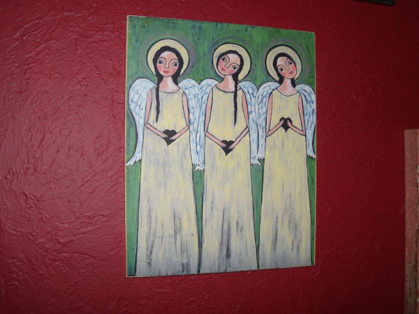 Folk Art Angel Print on Wood  Saint Artangel LOok  