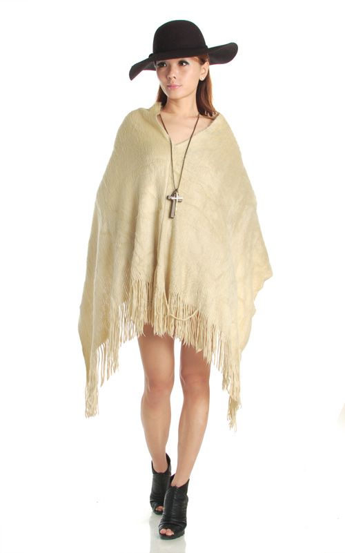 ELEGANT PLUSH ASYMMETRIC TAN PONCHO TOP SZ 6 8 10  