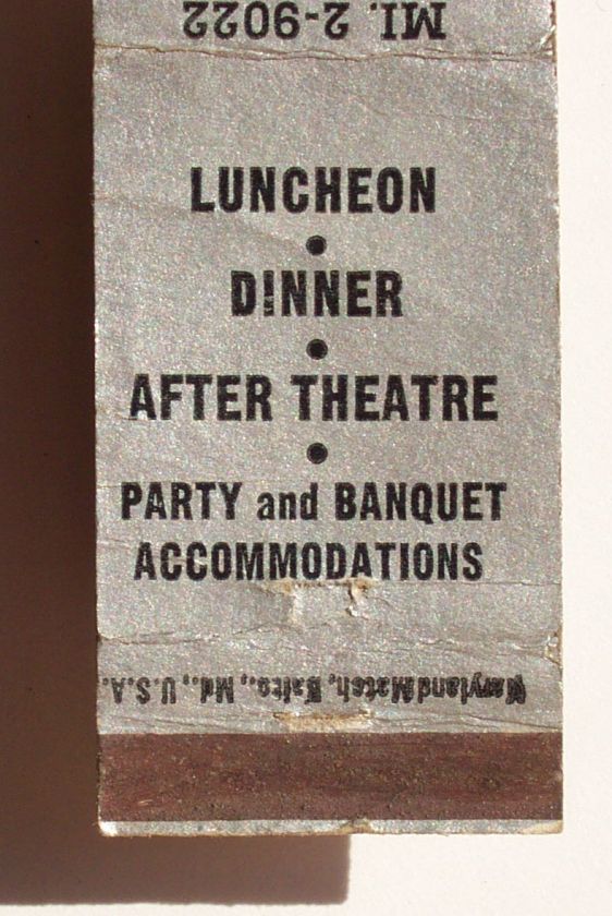 1940s Matchbook Coronet Bar After Theatre Newark NJ MB  