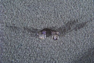 WOW 10 K WHITE GOLD TRIPLE DIAMOND STUD PIERCED EARRING  