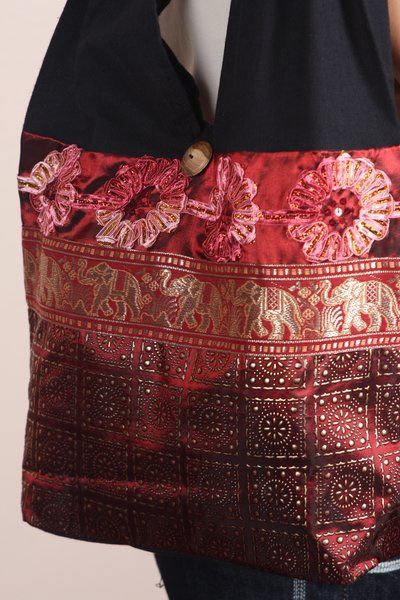  bags are hand made from Thai silk by the Hmong Hill Tribe people 