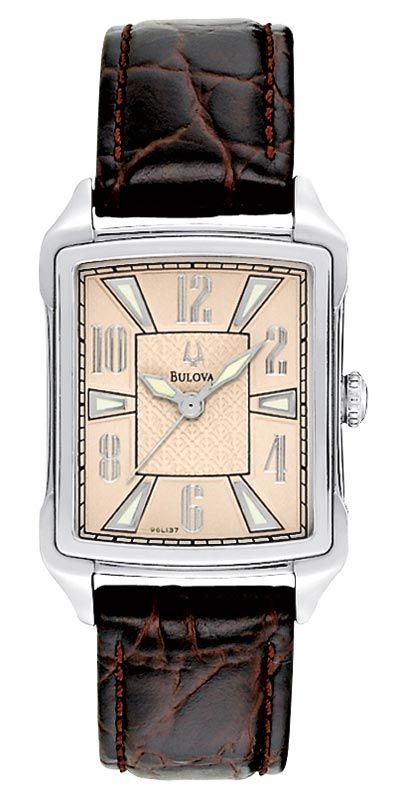 Bulova 96L137 Womens Quartz Leather Strap Beige Dial Watch  