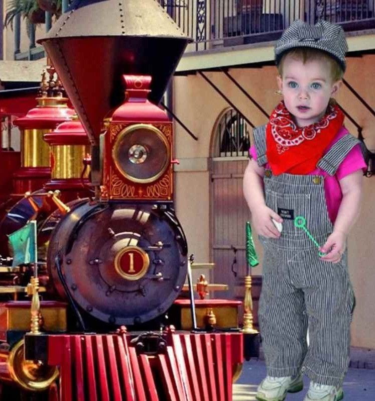 Toddler Train Engineer Conductor Overalls Hat 18 months  