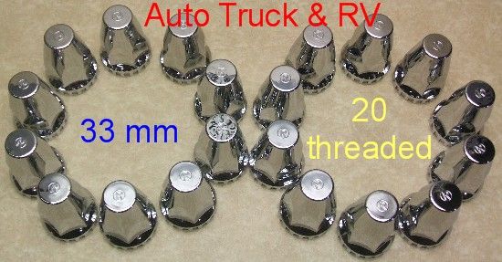   Treaded ABS Lug Nut Covers 33 mm flanged Semi Truck Wheel Dress up OEM