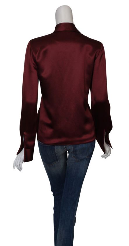 BADGLEY MISCHKA Burgundy Open Silk Blouse Top 2 NEW  