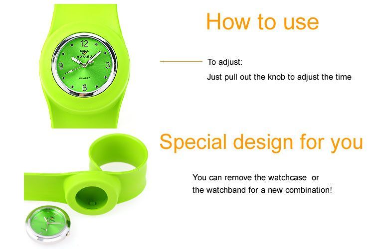   / Slap On Black Silicone Boys Girls Sport Wrist Quartz Watch  