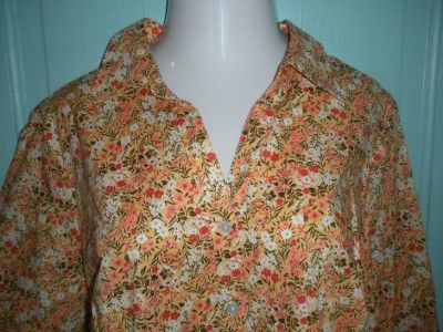   Country Floral Blouse Shirt NWOT BASIC EDITIONS Stretch Cotton  