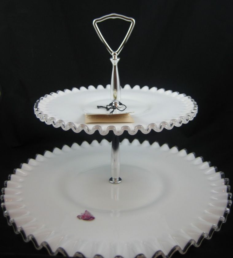   #7294 Petticoat Glass 2 Tier Tidbit Tray Server ORIGINAL PKG  