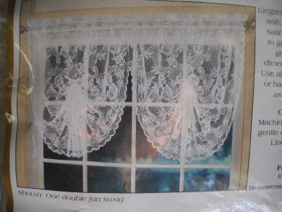 MONACO SNOW WHITE LACE DOUBLE FAN SWAG VALANCE 60x40  