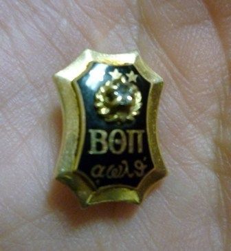 Vintage 14K gold Beta Theta Pi Pin w/ handshake on back  