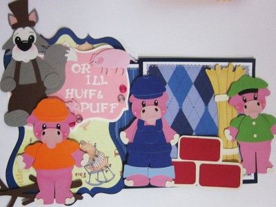 TBDL KAM PREMADE HANDMADE MAT SET 3 PIGS TEAR BEAR PAPER PIECING FOR 