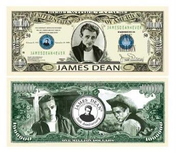 James Dean Million Dollar Bill W/Protector ($1.59)  