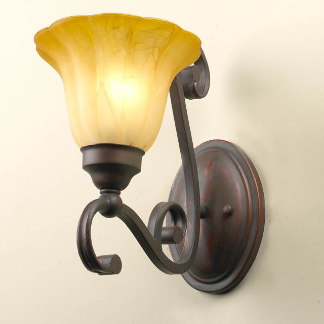 Antique Bronze Wall Sconce Ivory Shade #94831  