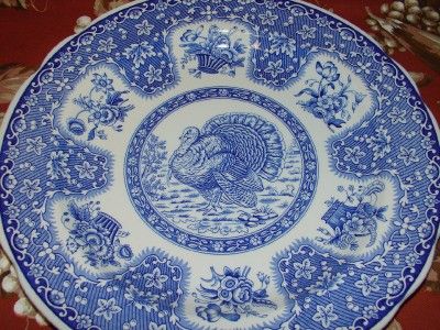 SPODE FESTIVAL Blue DINNER PLATE Turkey THANKSGIVING New  