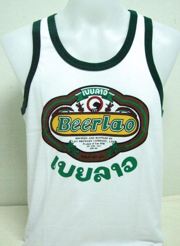 Beer Lao Biere Lager White G Singlet Vest Tshirt size M  