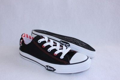   OX KIDS BLACK RED CANVAS SHOE TENNIS SNEAKER SIZE 2.5 EUR 34  