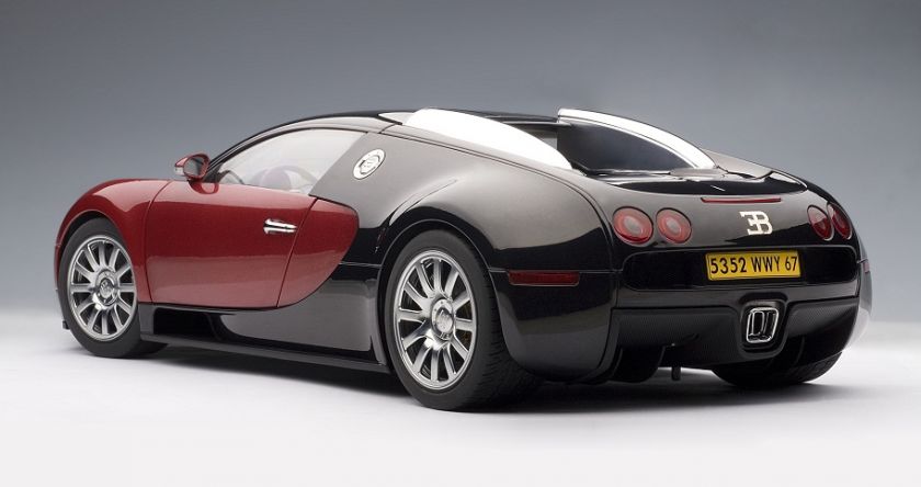   12531 112 SCALE BUGATTI EB 16.4 VEYRON BLACK / RED DIECAST MODEL CAR