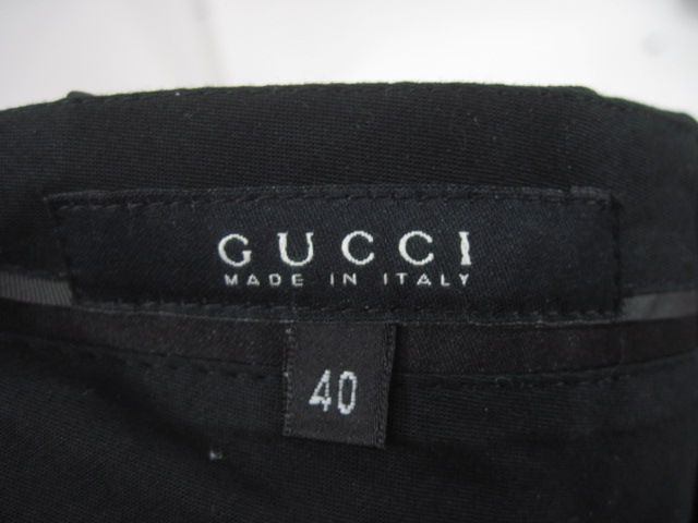 AUTH GUCCI Black Zipper Leg Tuxedo Pants Slacks Sz 40  