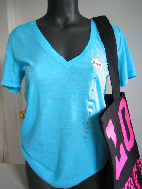 VICTORIAS SECRET PINK LOVE TOTE CANVAS LEOPARD PRINT CHEETAH BLUE TEE 