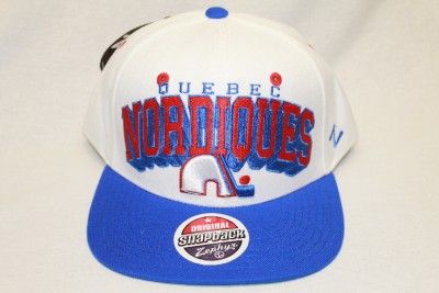   NORDIQUES NHL SNAPBACK HAT CAP TEAM COLOR BLOCKBUSTER WHITE  