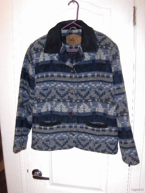 WOOLRICH Indian Blanket blue gray Western JACKET M 10  