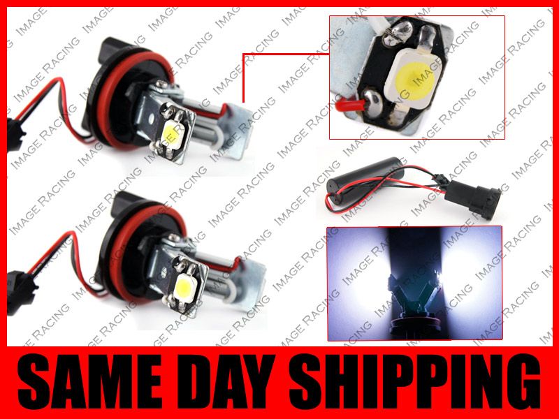 H8 BMW White SMD LED Angel Eyes Light Bulbs + Load Resistor Decoders 