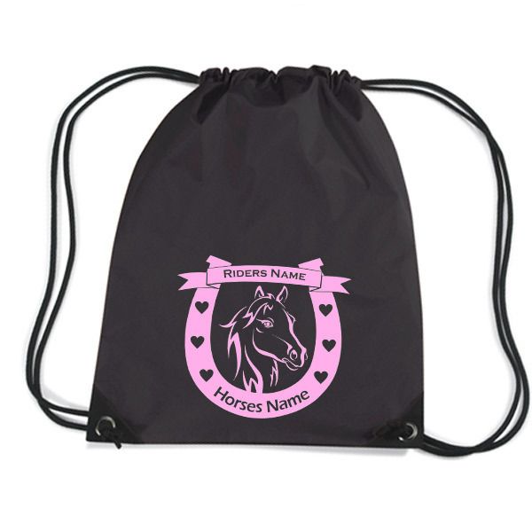 GYM BAG HORSESHOE HORSE PERSONALISED SPORTS TACK BAG  