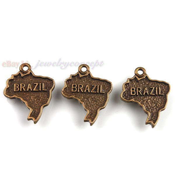 40pcs 141959 New Alloy Brazil Map Vintage Bronze Charms Pendant 22mm 