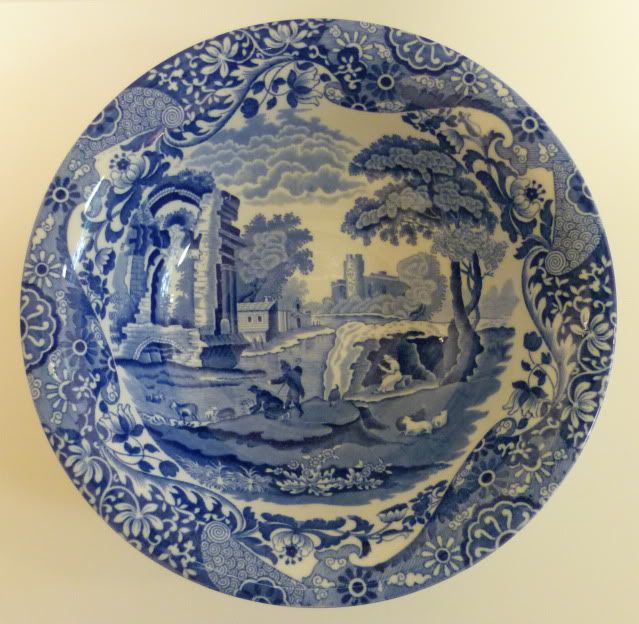 Beautiful Copeland Spode Blue Transferware Bowl in the Itallan Pattern 