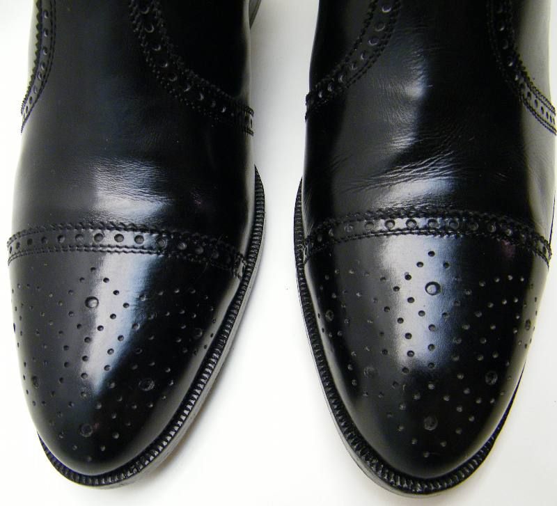   CASUCCIO & SCALERA BLACK LEATHER BROGUE ANKLE BOOTS SZ 7.5~1/2  