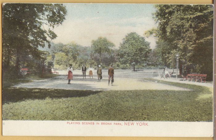 NY~NYC~CHILDREN PLAYING TENNIS in BRONX PARK~1908~RARE  