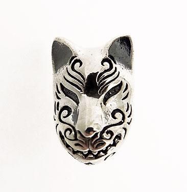 JAPANESE KABUKI FOX MASK STERLING SILVER STUD EARRING  