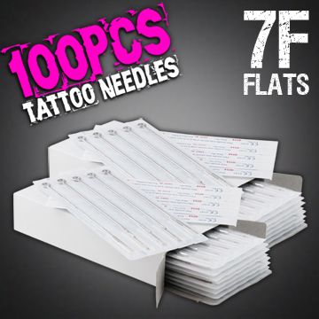   100 PCS 7F FLAT DISPOSABLE STERILE TATTOO NEEDLES SUPPLY SET  