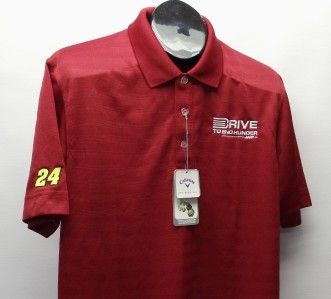 New Mens Red Callaway X Series golf polo shirt Drive to End Hunger 