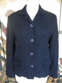 MAXMARA SPORTMAX BLUE KNIT CROPPED JACKET~ITALY~I44~10  