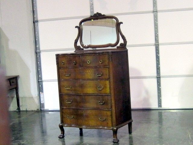 Antique 1/4 Sawed Oak Chiffonier Dresser Bevel Mirror  