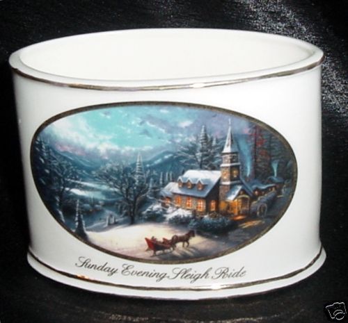 THOMAS KINKADE SUNDAY EVENING SLEIGH RIDE OVAL VOTIVE  