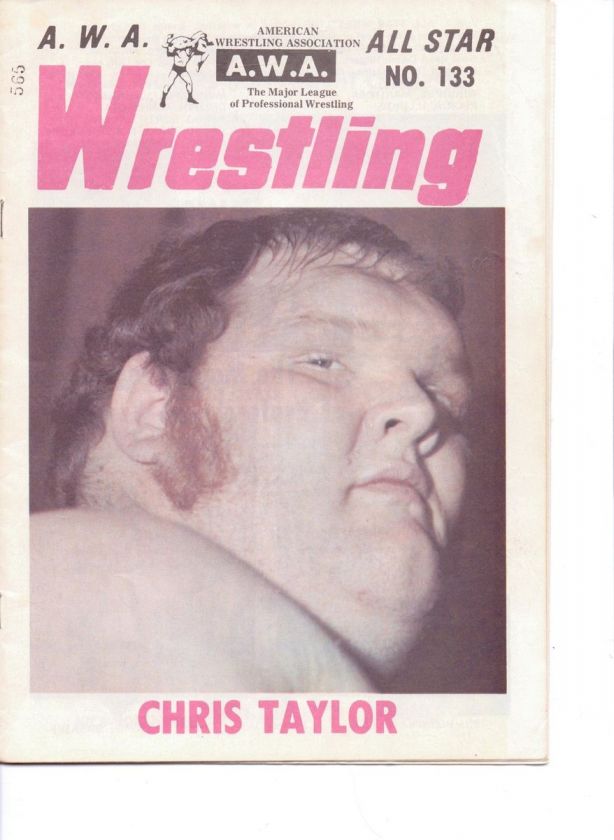 1974 A.W.A. WRESTLING PROGRAM #133 RARE CHRIS TAYLOR  